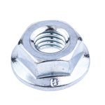 RS PRO, Bright Zinc Plated Steel Flanged Hex Nut, DIN 6923, M6