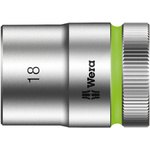 Wera 18mm Hex Socket With 1/2 in Drive , Length 37 mm