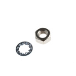 RS PRO Brass, Steel Hex Full Nut and Washers with Internal Tooth, Plain, 400 Pieces