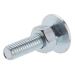 Bright Zinc Plated Steel Coach Bolt, M6 x 25mm