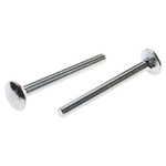 Bright Zinc Plated Steel Coach Bolt, M6 x 65mm