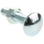 Bright Zinc Plated Steel Coach Bolt, M8 x 40mm