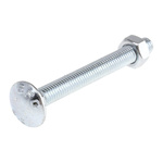 Bright Zinc Plated Steel Coach Bolt, M8 x 75mm