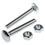 Bright Zinc Plated Steel Coach Bolt, M10 x 75mm
