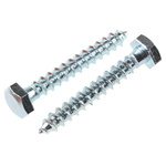 RS PRO Hex Coach Screw, Steel Bright Zinc Plated, 6mm x 40mm