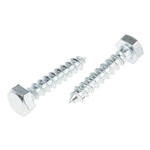 RS PRO Hex Coach Screw, Steel Bright Zinc Plated, 8mm x 40mm