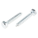 RS PRO Hex Coach Screw, Steel Bright Zinc Plated, 8mm x 45mm