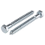 RS PRO Hex Coach Screw, Steel Bright Zinc Plated, 8mm x 75mm