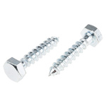 RS PRO Hex Coach Screw, Steel Bright Zinc Plated, 10mm x 50mm