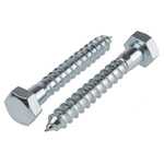 RS PRO Hex Coach Screw, Steel Bright Zinc Plated, 12mm x 80mm