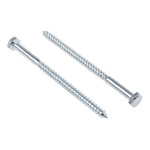 RS PRO Hex Coach Screw, Steel Bright Zinc Plated, 6mm x 100mm