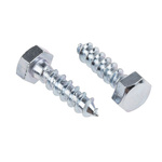 RS PRO Hex Coach Screw, Steel Bright Zinc Plated, 8mm x 30mm