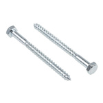RS PRO Hex Coach Screw, Steel Bright Zinc Plated, 8mm x 100mm