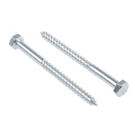 RS PRO Hex Coach Screw, Steel Bright Zinc Plated, 10mm x 130mm