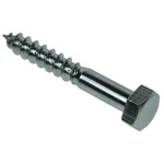 RS PRO Hex Coach Screw, Steel Bright Zinc Plated, 10mm x 140mm