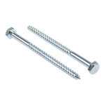 RS PRO Hex Coach Screw, Steel Bright Zinc Plated, 10mm x 150mm