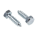 RS PRO Hex Coach Screw, Steel Bright Zinc Plated, 12mm x 40mm
