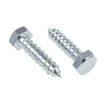 RS PRO Hex Coach Screw, Steel Bright Zinc Plated, 12mm x 50mm