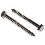 RS PRO Hex Coach Screw, Stainless Steel, 6mm x 60mm