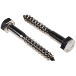 RS PRO Hex Coach Screw, Stainless Steel, 8mm x 60mm