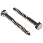 RS PRO Hex Coach Screw, Stainless Steel, 8mm x 70mm