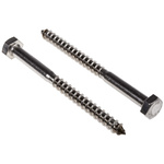 RS PRO Hex Coach Screw, Stainless Steel, 8mm x 100mm