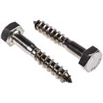 RS PRO Hex Coach Screw, Stainless Steel, 10mm x 60mm