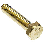 Plain Brass Hex, Hex Bolt, M8 x 40mm