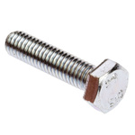 Zinc plated & clear Passivated Steel Hex, Hex Bolt, M6 x 25mm