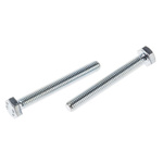 Zinc plated & clear Passivated Steel Hex, Hex Bolt, M6 x 50mm