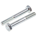 Bright Zinc Plated Steel, Hex Bolt, M6 x 45mm