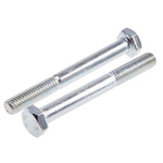 Bright Zinc Plated Steel, Hex Bolt, M6 x 55mm