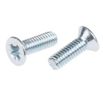 RS PRO Pozidriv Countersunk Steel Machine Screws DIN 965Z, M4x12mm
