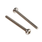 RS PRO Pozidriv Pan Brass Machine Screws DIN 7985, M2.5x25mm