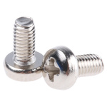 RS PRO Cross Pan Brass Machine Screws DIN 7985, M3x6mm
