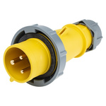 MENNEKES, AM-TOP IP67 Yellow Cable Mount 3P Industrial Power Plug, Rated At 32.0A, 110.0 V
