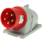 ABB, Easy & Safe IP44 Red Wall Mount 3P+N+E Right Angle Industrial Power Socket, Rated At 32.0A, 415.0 V