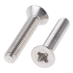 RS PRO Pozidriv Countersunk Steel Machine Screws DIN 965, M3x8mm