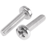 RS PRO Pozidriv Pan A2 304 Stainless Steel Machine Screws DIN 7985, M2x4mm