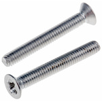 RS PRO Pozidriv Countersunk A2 304 Stainless Steel Machine Screws DIN 965, M4x30mm