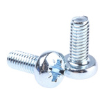 RS PRO Pozidriv Pan Steel Machine Screws DIN 7985, M4x10mm