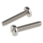 RS PRO Slot Pan A2 304 Stainless Steel Machine Screws DIN 85, M2.5x12mm
