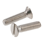 RS PRO Slot Countersunk A2 304 Stainless Steel Machine Screws DIN 963, M4x16mm