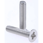 RS PRO Pozidriv Countersunk A2 304 Stainless Steel Machine Screws DIN 965, M4x20mm