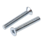 RS PRO Pozidriv Countersunk Steel Machine Screws DIN 965Z, M3x20mm