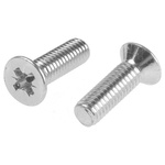 RS PRO Pozidriv Countersunk Steel Machine Screws DIN 965, M6x20mm