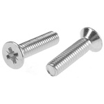 RS PRO Pozidriv Countersunk Steel Machine Screws DIN 965, M6x25mm