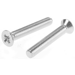 RS PRO Pozidriv Countersunk Steel Machine Screws DIN 965, M6x40mm