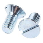 RS PRO Slot Countersunk Steel Machine Screws DIN 963, M6x12mm