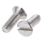 RS PRO Slot Countersunk A4 316 Stainless Steel Machine Screws DIN 963, M4x12mm